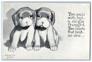 F J Bilek Artist Signed Postcard Puppy Dog Two Souls With But A Single Thought
