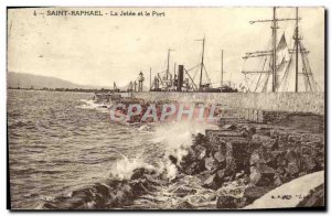 Old Postcard Saint Raphael La Jetee and Port Boat