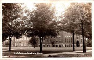 High School Gladwin Michigan Real Photo Postcard RPPC L.L. Cook Co.