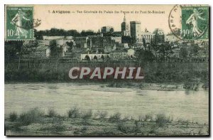 Old Postcard Avignon General view of the Palace of the Popes and the Pont St ...