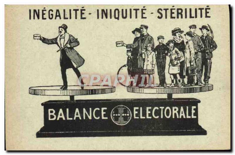 Old Postcard Satirical Political Inequality iniquity Sterilite Balance Election