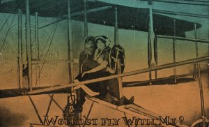 Vintage Postcard 1911 Wouldn't Fly With Me? Sweet Couple Lovers Romance Artwork
