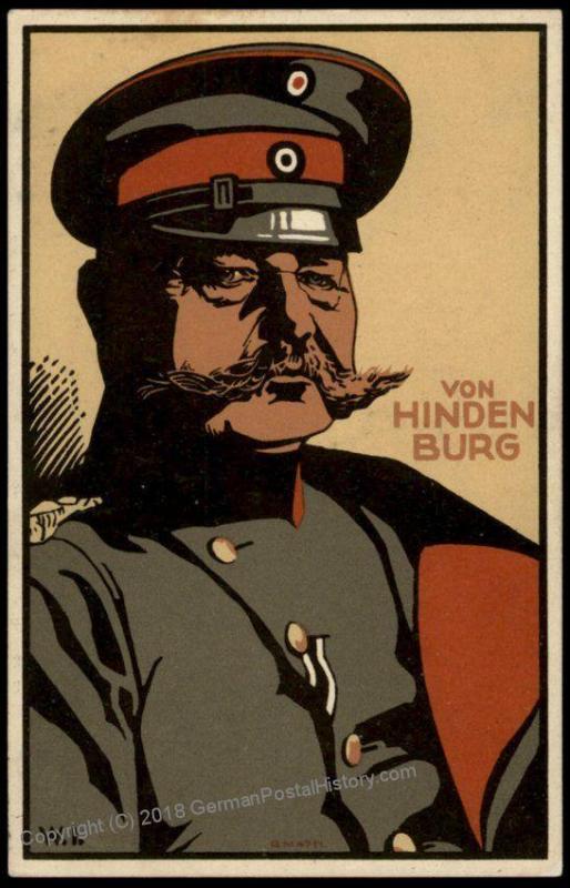 Germany WWI General von Hindenburg Feldpost Patriotic PPC 69992