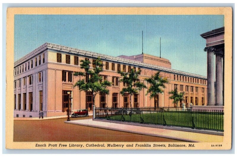 Baltimore Maryland MD Postcard Enoch Pratt Free Library Cathedral Mulberry c1957