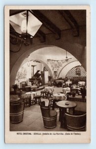 Hotel Cristina restaurant interior sala de fiestas SEVILLA Spain 1957 Postcard