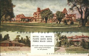 Del Monte California CA Hotel Del Monte Pacific Grove Hotel c1910 Postcard