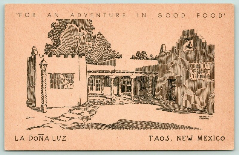Taos New Mexico~La Dona Luz Restaurant~Adventure in Good Food~1950s 