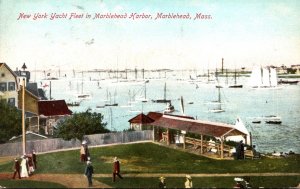 Massachusetts Marblehead New York Yacht Fleet In Marblehead Harbor 1910