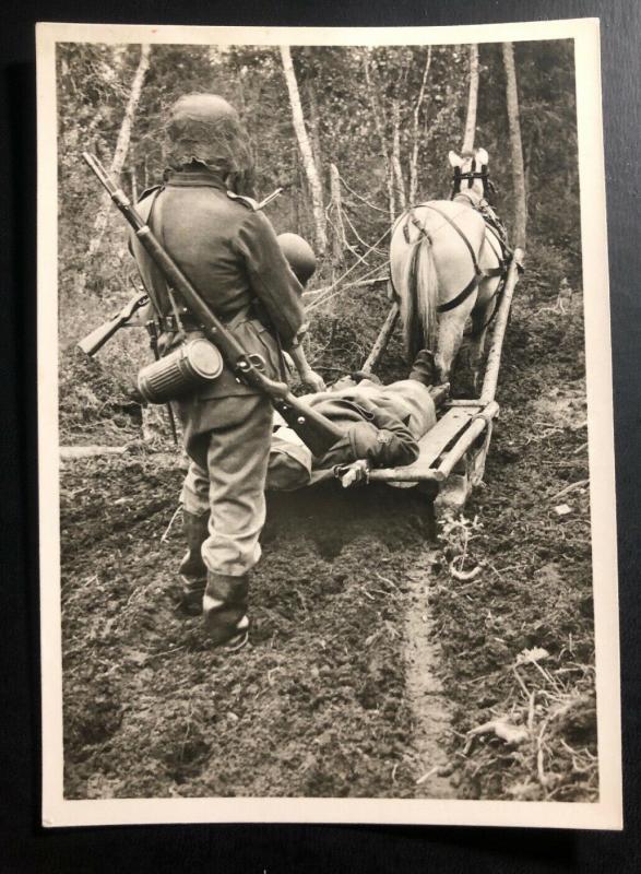 Mint Germany RPPC Postcard  Waffen SS  Wounded Marshall Transportation