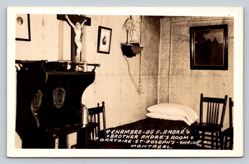 RPPC Brother Andre's Room Saint Joseph's Oratory Mount Royal VTG Postcard 1203