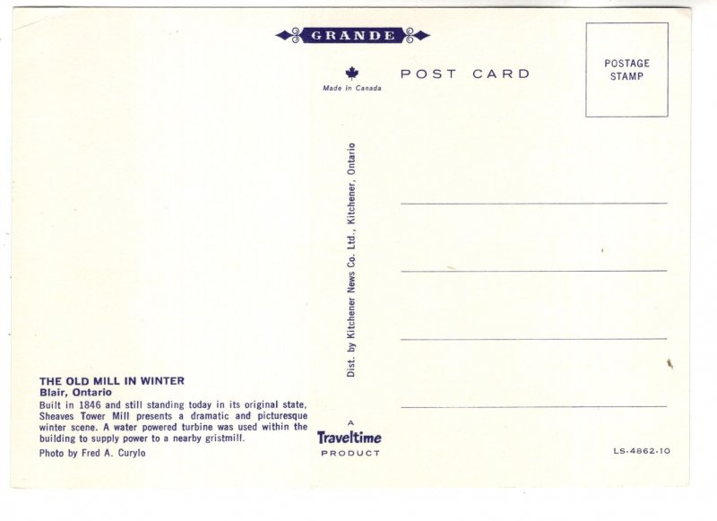 Winter Snow, Old Mill in Winter, Blair, Ontario