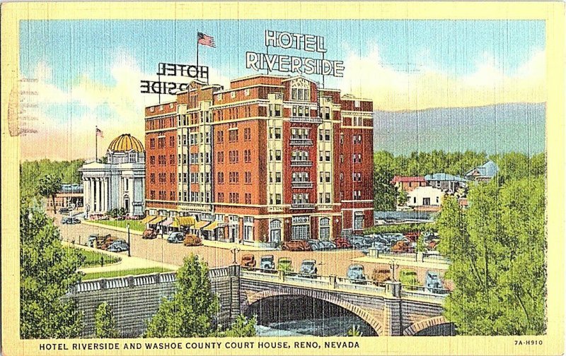 Hotel Riverside Washoe Co. Court House Reno Nevada Postcard Standard View Card  