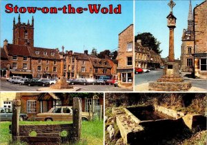 Stow-on-the-Wold, Gloucestershire England MARKET CROSS~STREET SCENE 4X6 Postcard