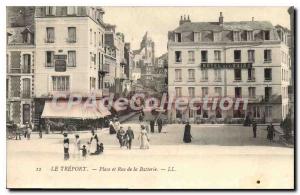 Postcard Old Treport Place and Rue De La Htel Battery baths