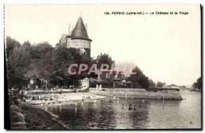 Old Postcard Pornic Le Chateau And The Beach