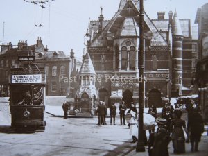 LUTON George Street & Corn Exchange Advert E. STRANGE & SONS - Old RP Postcard