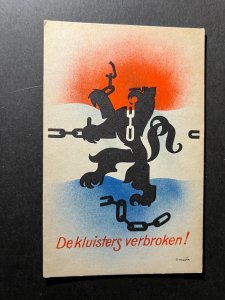 Mint Netherlands Liberation Postcard The Chains Are Broken Lion Chains Flag