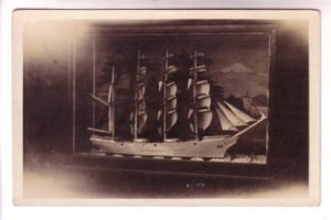 Real Photo of a Framed Model of a Tall Sailing Ship