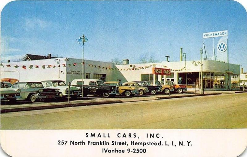 Hempstead L. I. Long Island NY Small Cars Inc. Volkswagen VW Dealership Postcard