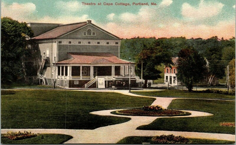 Theatre Cape Cottage Portland Maine ME Antique Postcard DB UNP Unused Sunset 