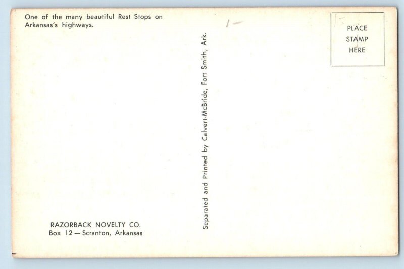 c1960 Scranton Arkansas Vintage Postcard Highway Rest Stop Exterior View Trees