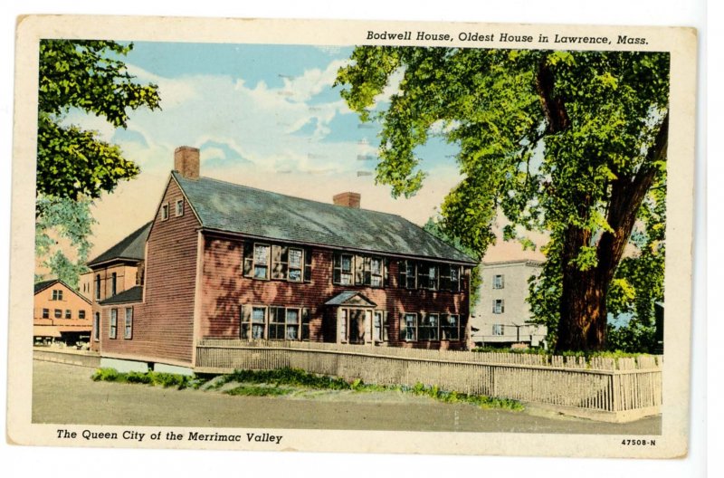 MA - Lawrence. Bodwell House, Oldest in Lawrence