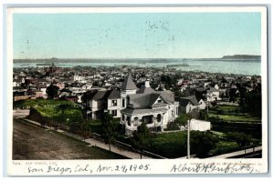1905 Bird's Eye View Of San Diego California CA Posted Residences House Postcard