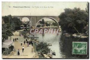 Nogent sur Marne Old Postcard The viaduct and the harbor dock