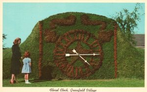 Vintage Postcard Floral Clock Greenfield Village Landmark Dearborn Michigan MI