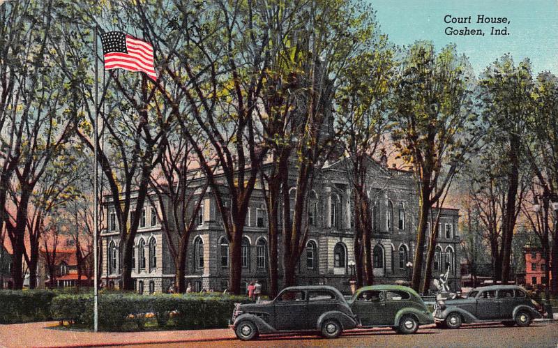 Court House, Goshen, Indiana, Early Postcard, Used in 1958