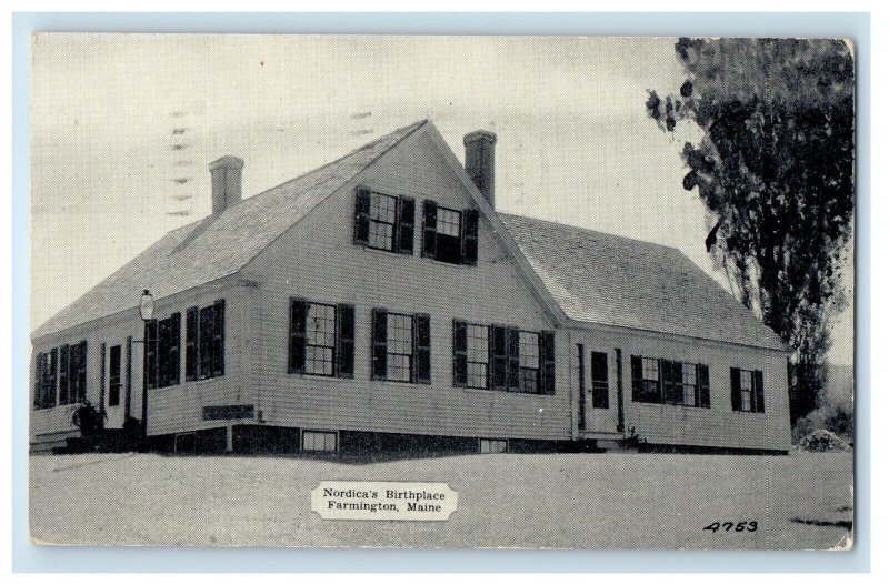 1942 View Of Nordica's Birthplace Farmington Maine ME Posted Vintage Postcard 