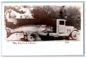 Tacoma WA Postcard RPPC Photo Exaggerated Fish The Big One Got Away c1910's