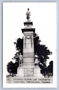 J94/ Hutchinson Kansas RPPC Postcard? C1950s Lincoln Statue Soldiers 27