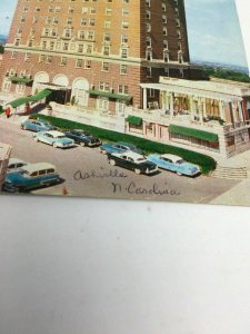 Battery Park Hotel Postcard Asheville North Carolina NC AAA Advertising Cars