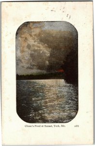 Chase's Pond at Sunset ME c1920 Vintage Postcard W31