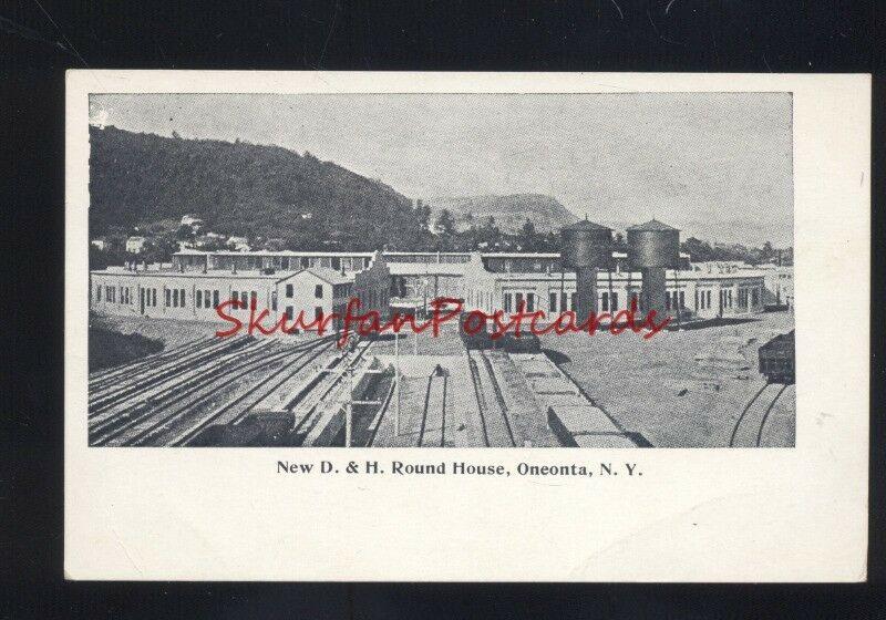 ONEONTA NEW YORK NEW D&H RAILROAD ROUND HOUSE VINTAGE POSTCARD