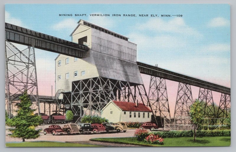 Mining~Shaft Vermilion Iron Range~Ely Minnesota~Vintage Postcard