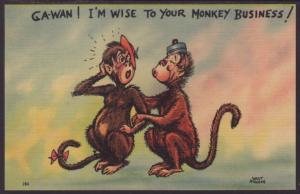 I'm Wise to Your Monkey Business,Comic Postcard