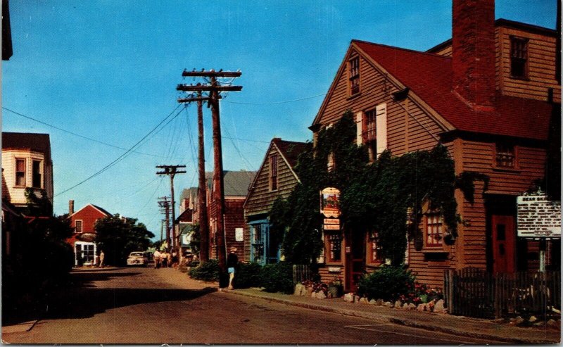 Street View Bearskin Neck Rockport Massachusetts MA Car Moss Houses Postcard 