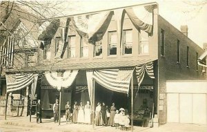 PA, Renovo, Pennsylvania, Store Front, US Flags, RPPC