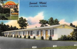 Callahan, Florida SUNSET MOTEL Roadside Nassau County c1950s Vintage Postcard