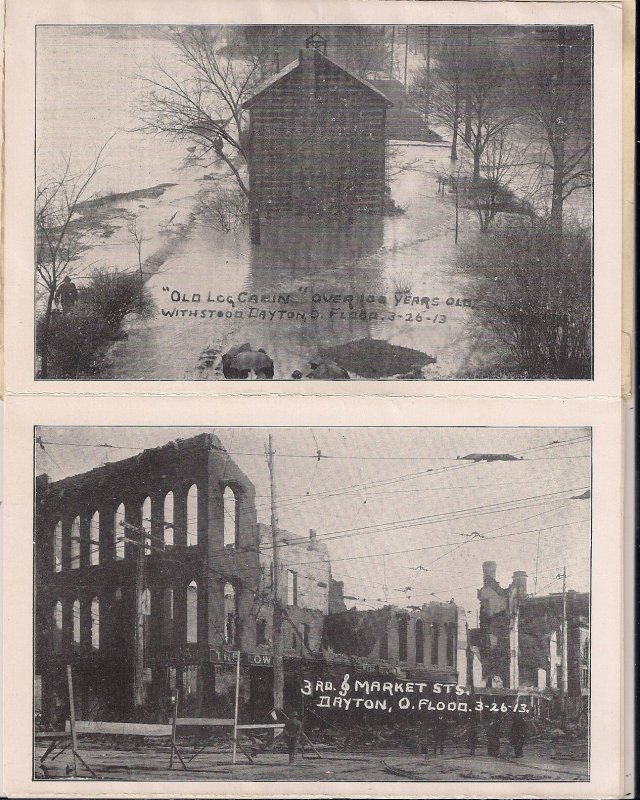Dayton OH Flood, 1913 Postcard Folder, Disaster, Main St., Destroyed Houses