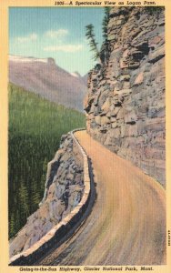 Vintage Postcard A Spectacular View Logan Pass Glacier National Park Montana MT