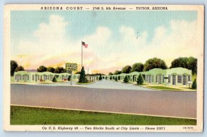 Tucson Arizona Postcard Arizona Court Roadside View Building 1940 Vintage Posted