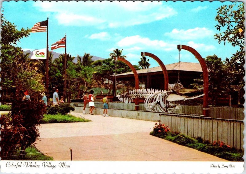 Maui, HI Hawaii  WHALERS VILLAGE Shopping Center~Skeleton 1974  4X6 AD Postcard