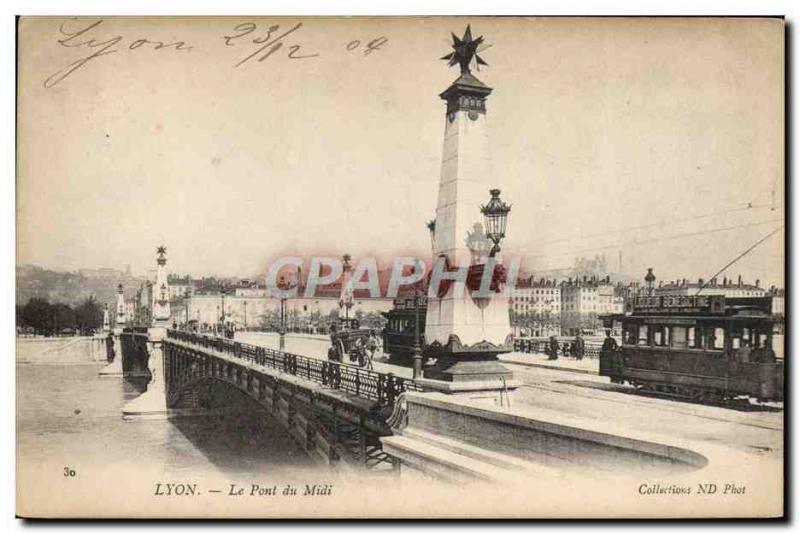 VINTAGE POSTCARD Tramway Lyon the bridge of the South Benedictine Liquor 