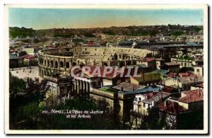 Nimes - the Palace of Justice and the Arenes - Old Postcard