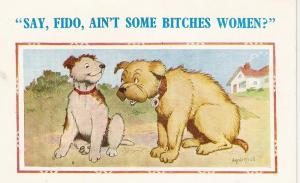 \Two Comic Dogs\ Humour Postcard signed Donald McGill