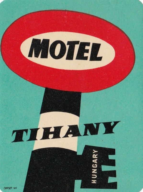 Hungary Tihany Motel Tihany Vintage Luggage Label sk3682