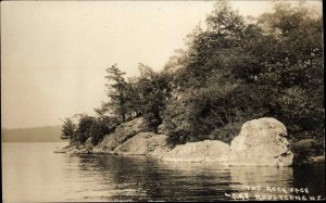 Lake Hopatcong New Jersey NJ Rock Face Real Photo Vintage Postcard